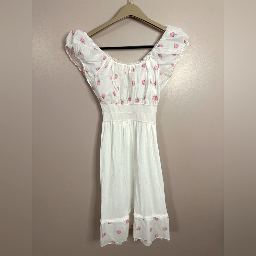 Pink roses on white lingerie